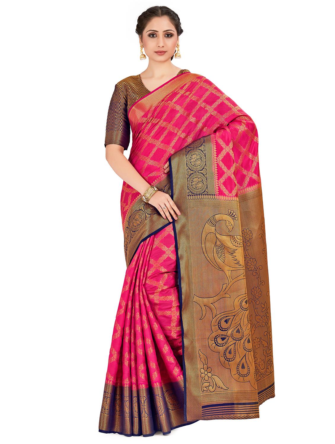 self design kanjivaram saree with blouse - 16750692 - Zoom Image - 1