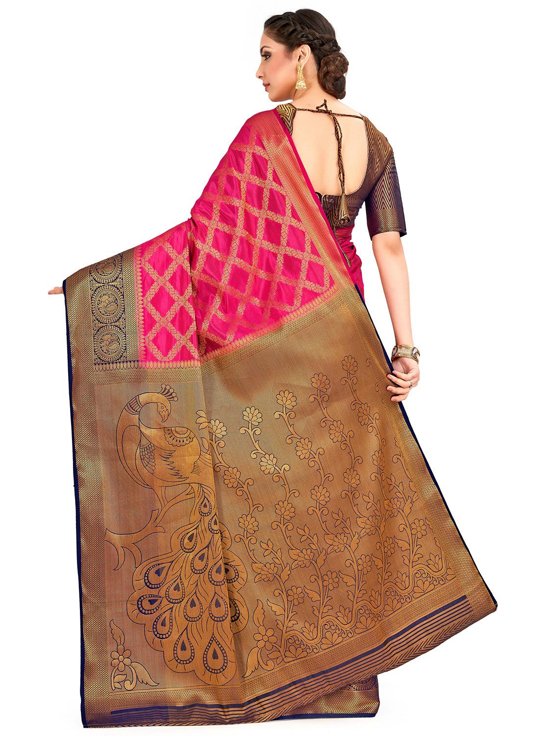 self design kanjivaram saree with blouse - 16750692 - Zoom Image - 2