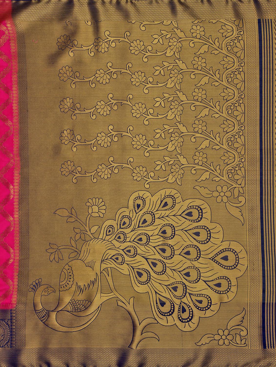 self design kanjivaram saree with blouse - 16750692 - Zoom Image - 4