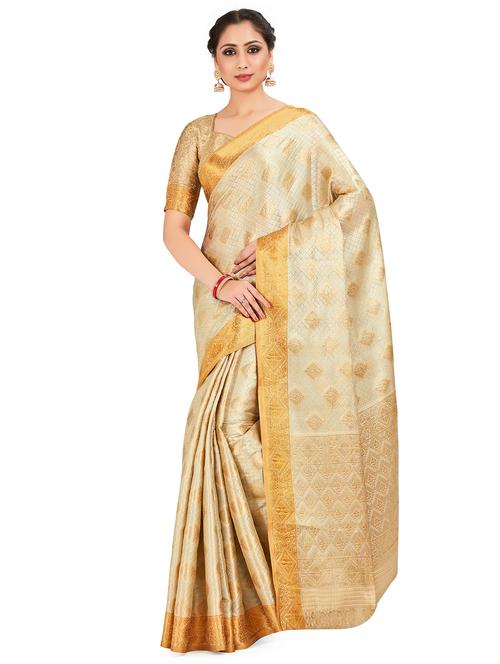 self design kanjivaram saree with blouse - 16750693 - Standard Image - 1