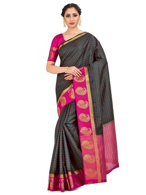 paisley kanjivaram saree with blouse - 16750697 - Standard Image - 1