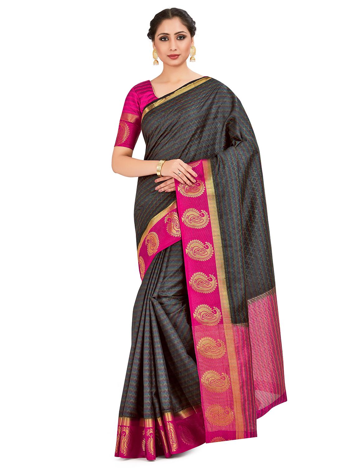 paisley kanjivaram saree with blouse - 16750697 - Zoom Image - 1