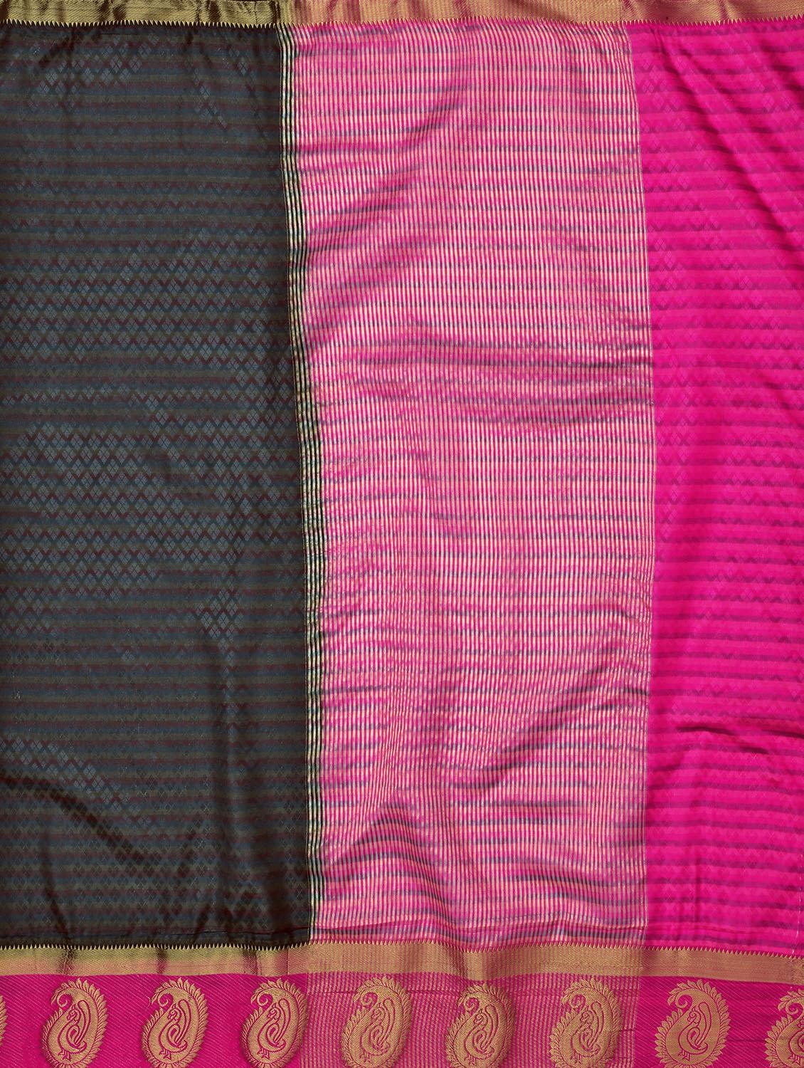paisley kanjivaram saree with blouse - 16750697 - Zoom Image - 4
