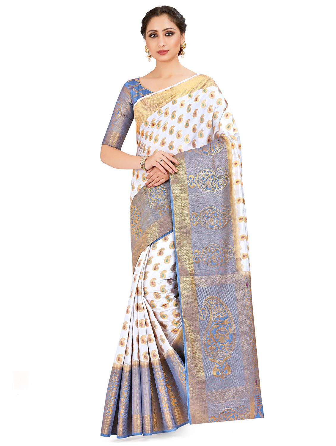 self design kanjivaram saree with blouse - 16750700 - Zoom Image - 1