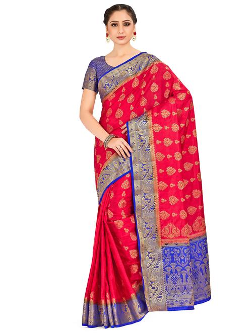 self design kanjivaram saree with blouse - 16750717 - Very Small Image - 1