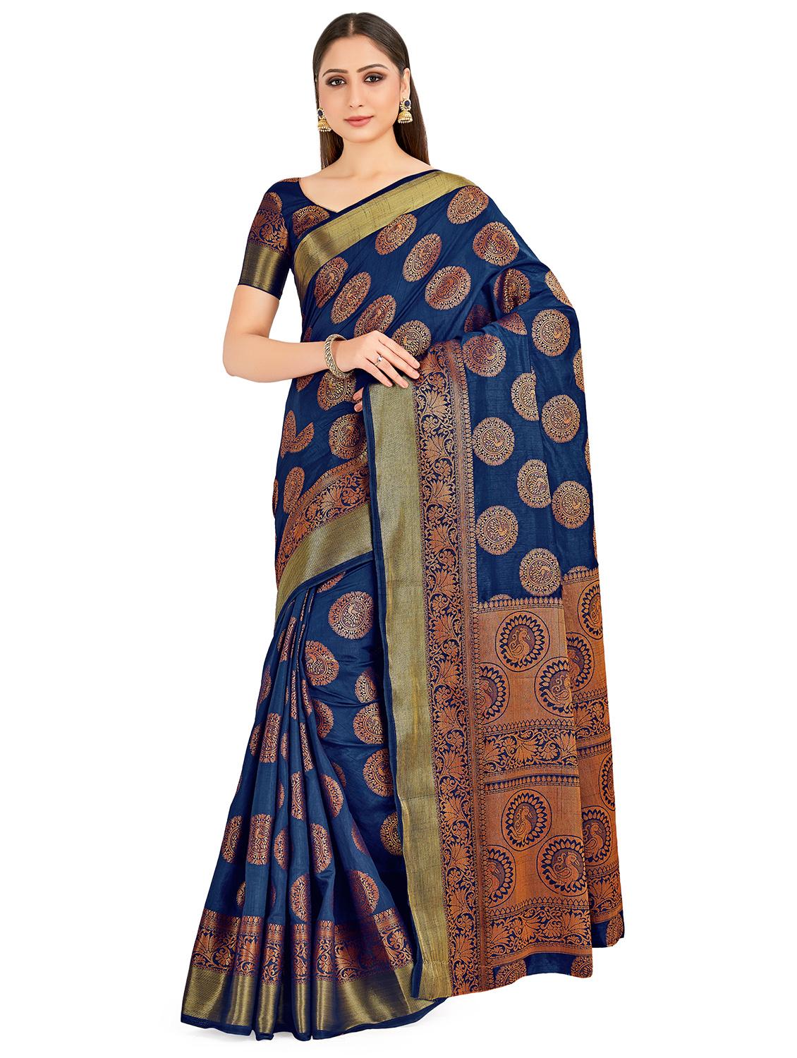 self design kanjivaram saree with blouse - 16750718 - Zoom Image - 1