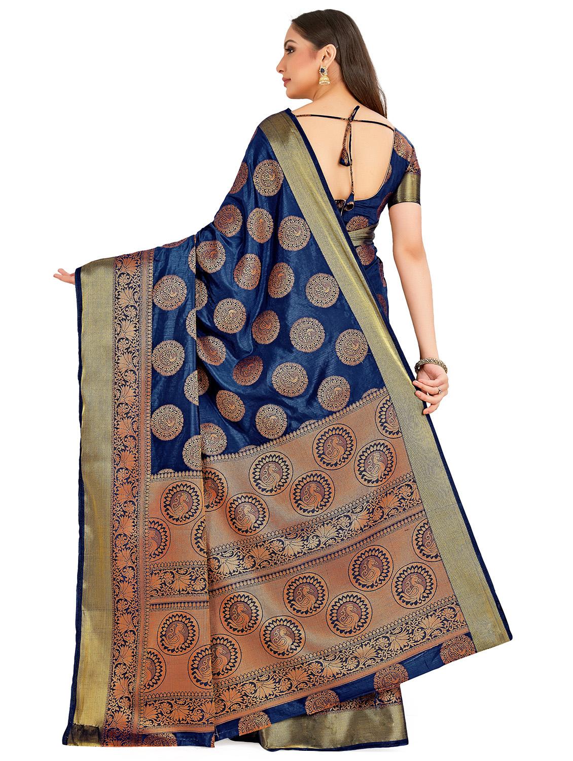 self design kanjivaram saree with blouse - 16750718 - Zoom Image - 2