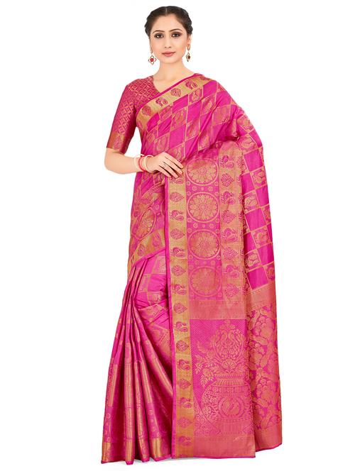 self design kanjivaram saree with blouse - 16750719 - Standard Image - 1