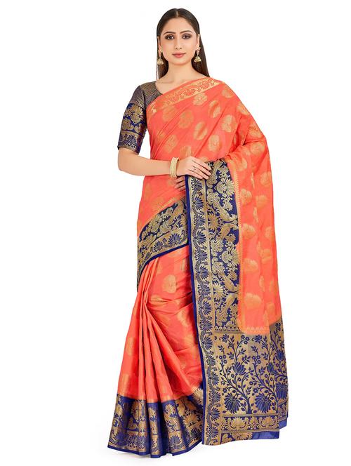 self design kanjivaram saree with blouse - 16750725 - Very Small Image - 1