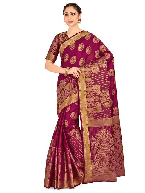 self design kanjivaram saree with blouse - 16750726 - Standard Image - 1