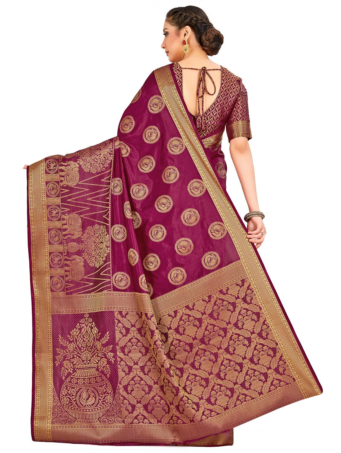 self design kanjivaram saree with blouse - 16750726 - Zoom Image - 2