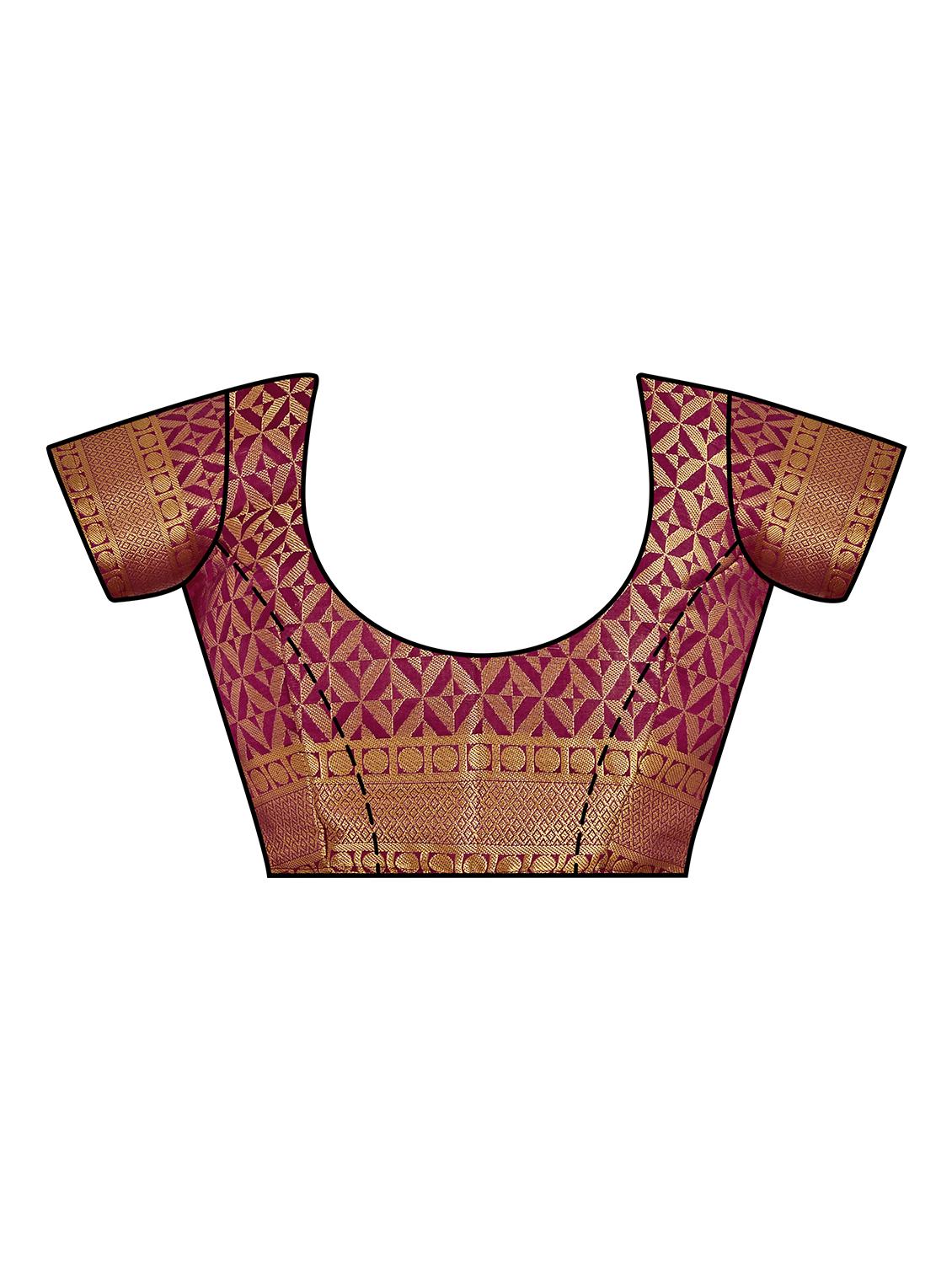 self design kanjivaram saree with blouse - 16750726 - Zoom Image - 3