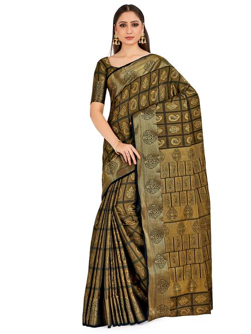 paisley kanjivaram saree with blouse - 16750728 - Standard Image - 1