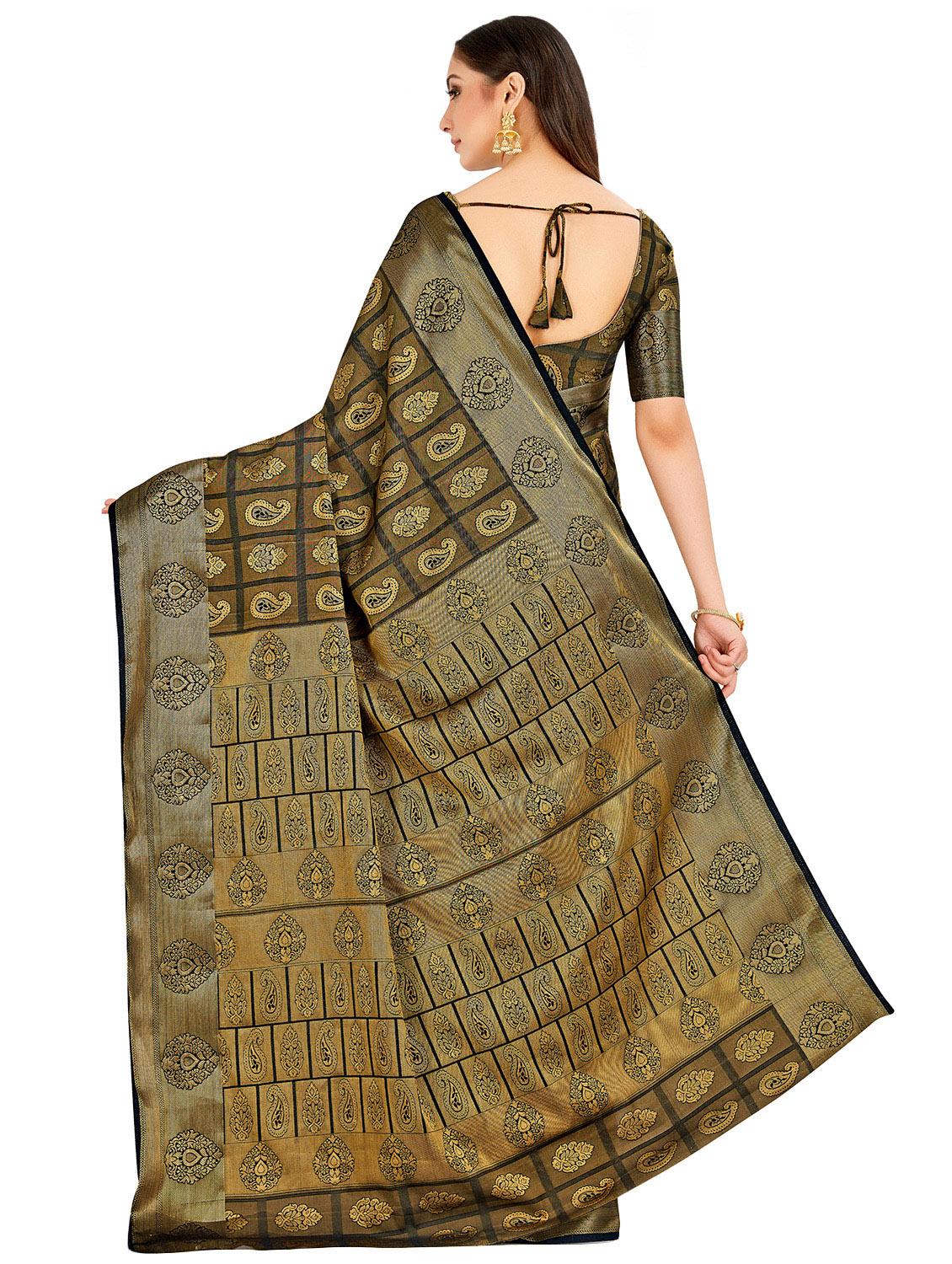 paisley kanjivaram saree with blouse - 16750728 - Zoom Image - 2