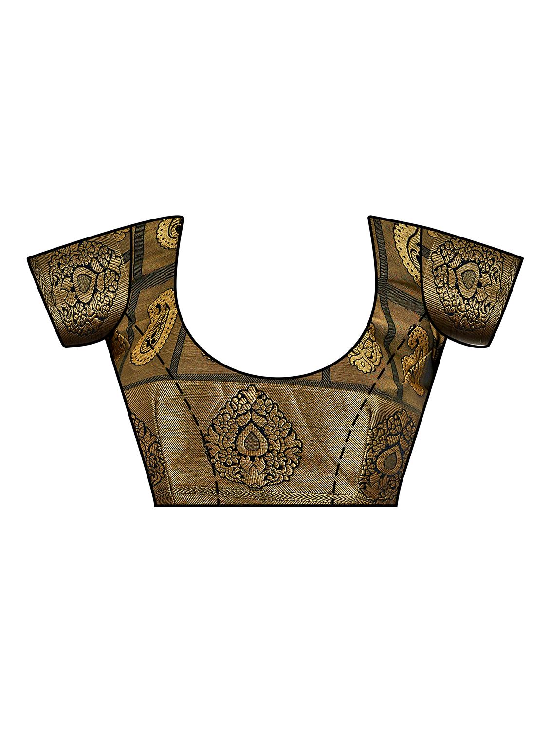paisley kanjivaram saree with blouse - 16750728 - Zoom Image - 3