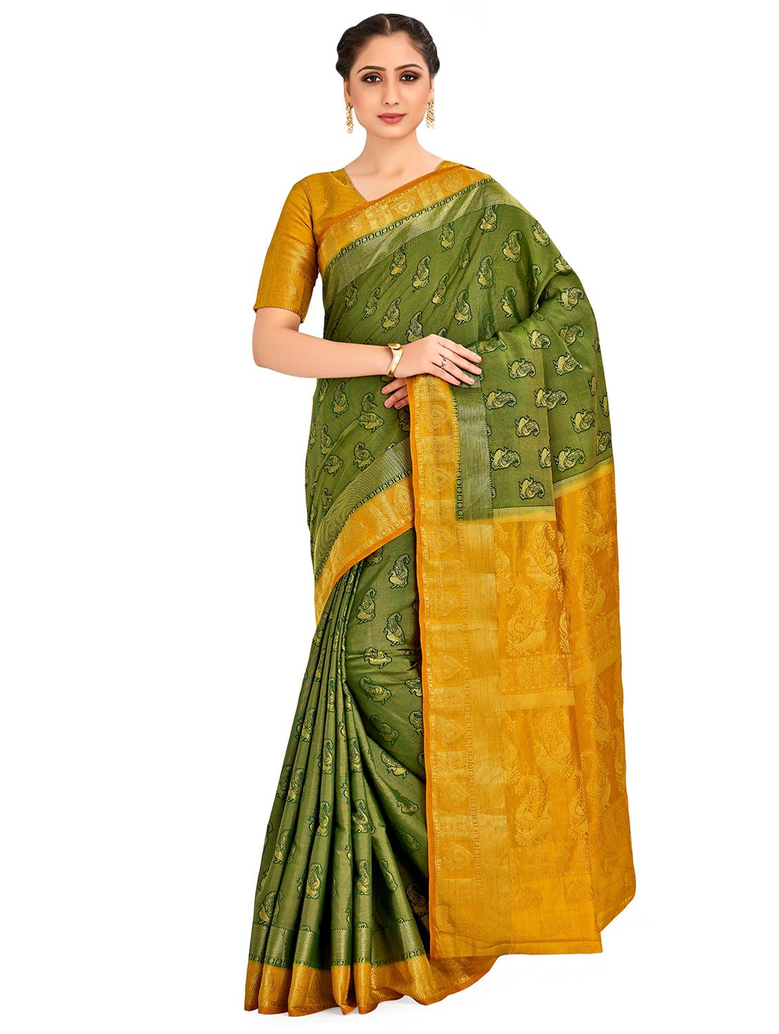 self design kanjivaram saree with blouse - 16750729 - Zoom Image - 1