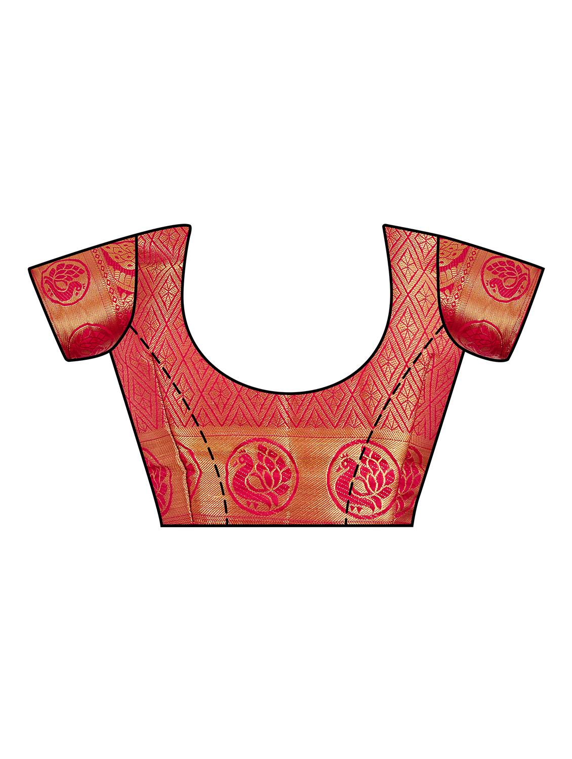 self design kanjivaram saree with blouse - 16750730 - Zoom Image - 3