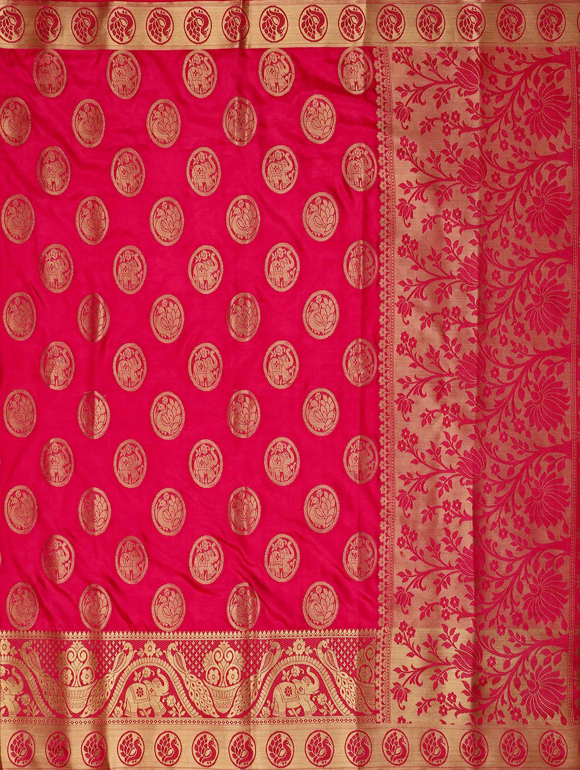 self design kanjivaram saree with blouse - 16750730 - Zoom Image - 4