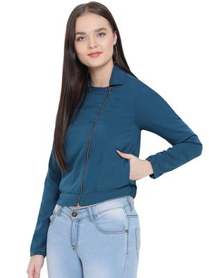 shirt collar solid jacket - 16750775 - Standard Image - 2