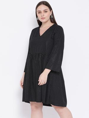 v-neck polka dot a-line dress - 16750792 - Standard Image - 2