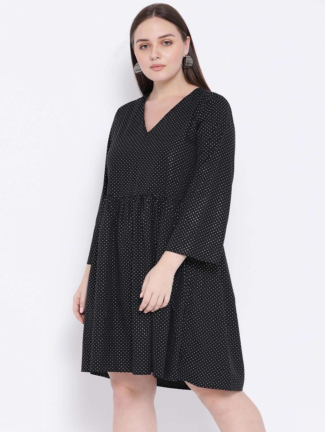 v-neck polka dot a-line dress - 16750792 - Zoom Image - 2