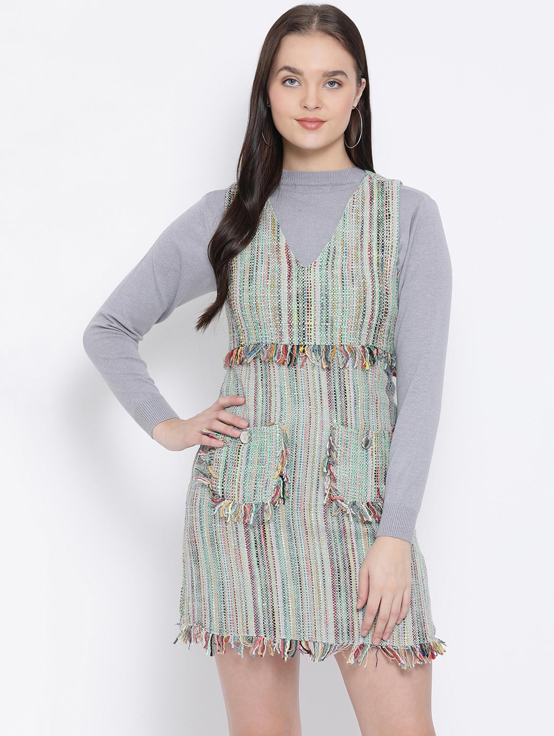 frayed detail pocket patch sheath dress - 16750795 - Zoom Image - 1