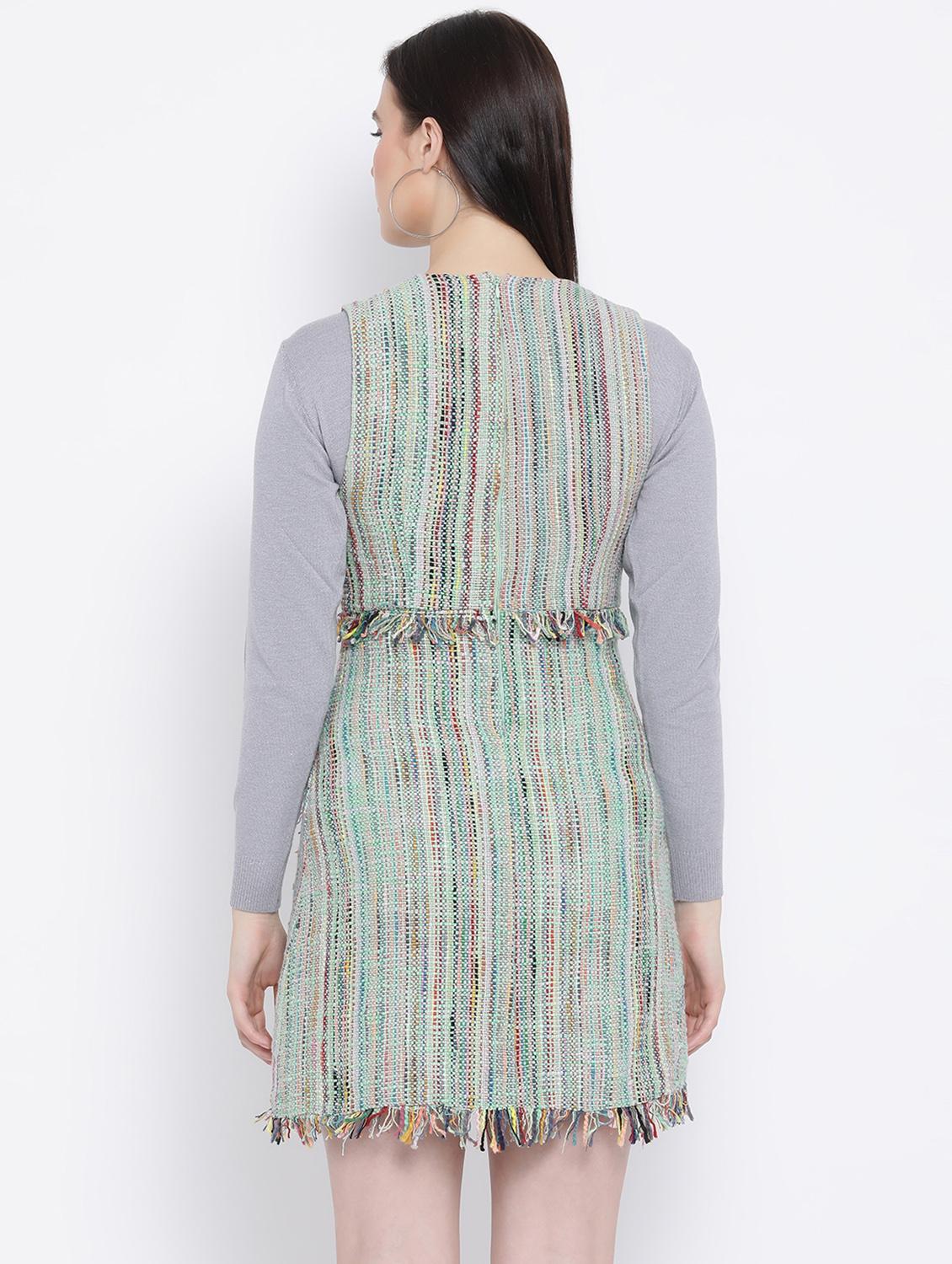 frayed detail pocket patch sheath dress - 16750795 - Zoom Image - 3