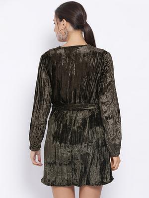 tie front metallic a-line dress - 16750804 - Standard Image - 3