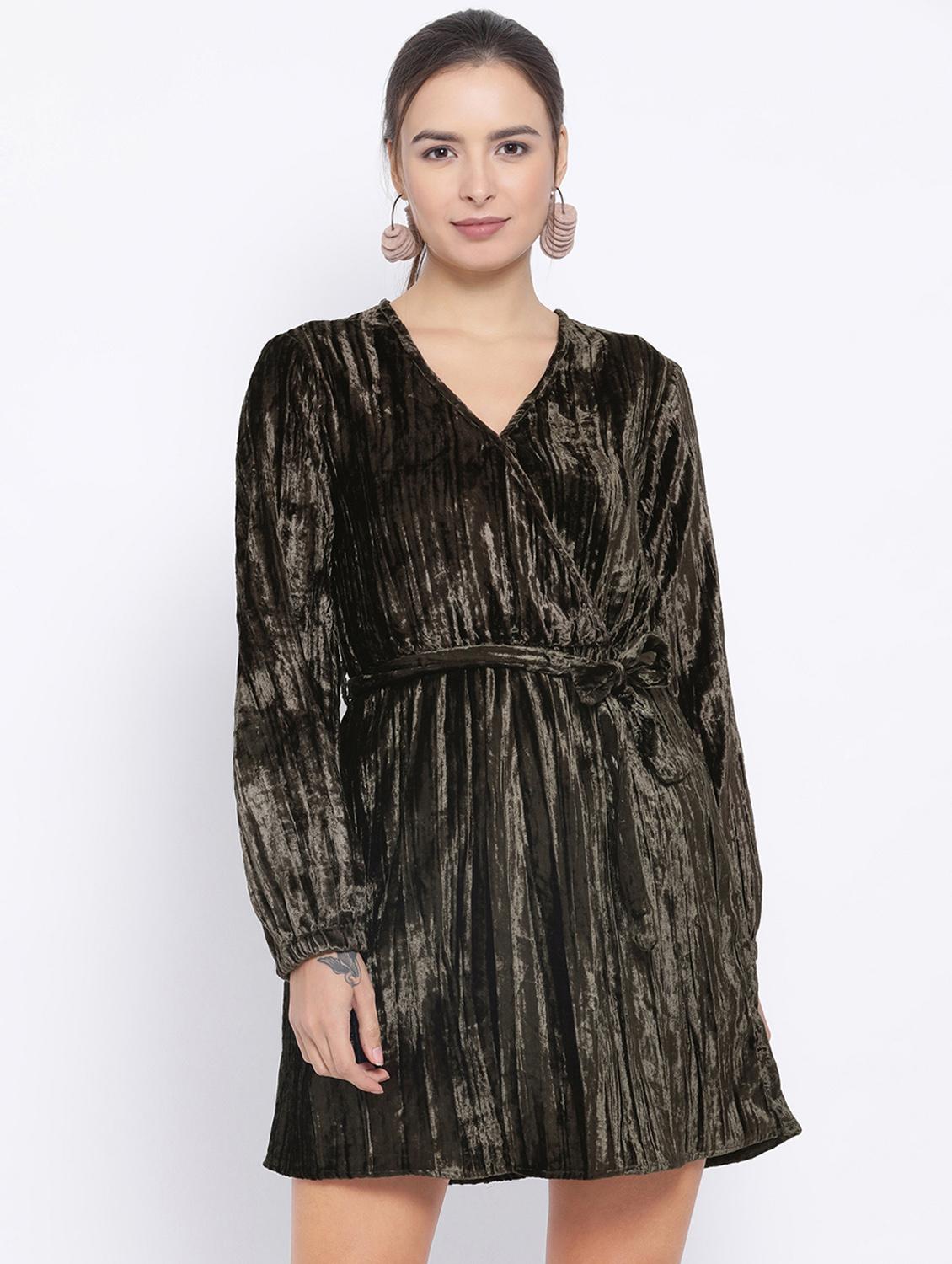 tie front metallic a-line dress - 16750804 - Zoom Image - 1