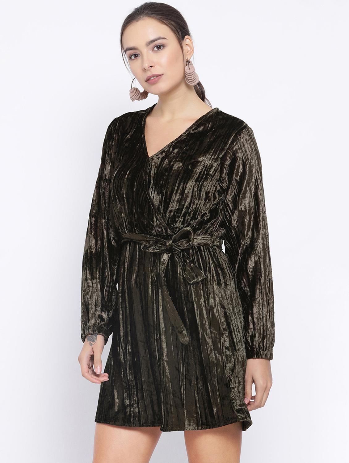 tie front metallic a-line dress - 16750804 - Zoom Image - 2