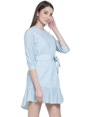 tie front striped a-line dress - 16750806 - Standard Image - 2