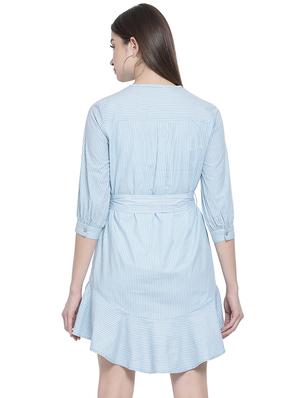 tie front striped a-line dress - 16750806 - Standard Image - 3
