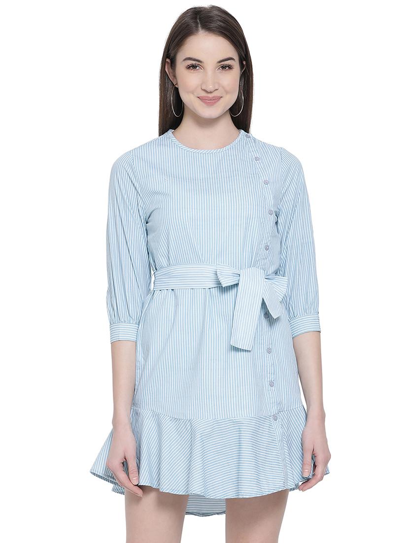 tie front striped a-line dress - 16750806 - Zoom Image - 1