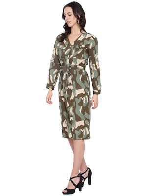 tie front camouflage a-line dress - 16750813 - Standard Image - 2