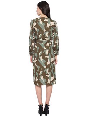 tie front camouflage a-line dress - 16750813 - Standard Image - 3