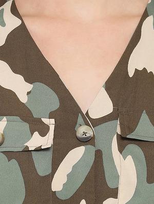 tie front camouflage a-line dress - 16750813 - Standard Image - 4