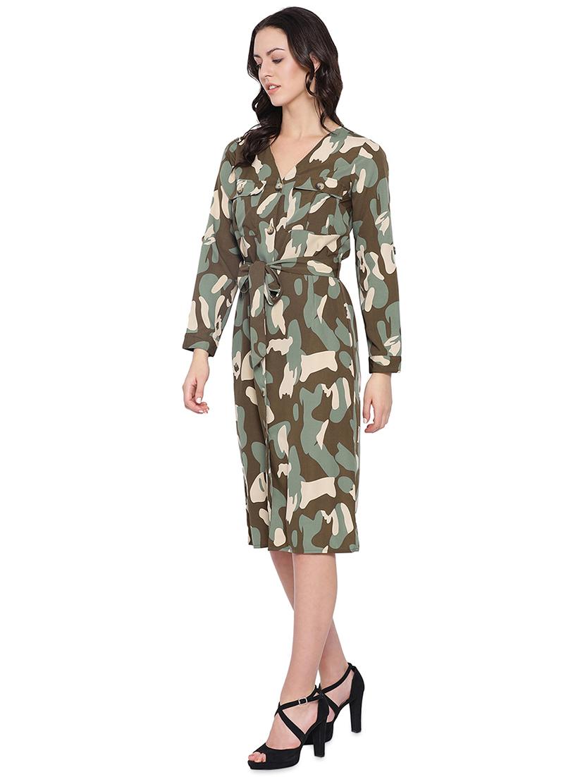 tie front camouflage a-line dress - 16750813 - Zoom Image - 2
