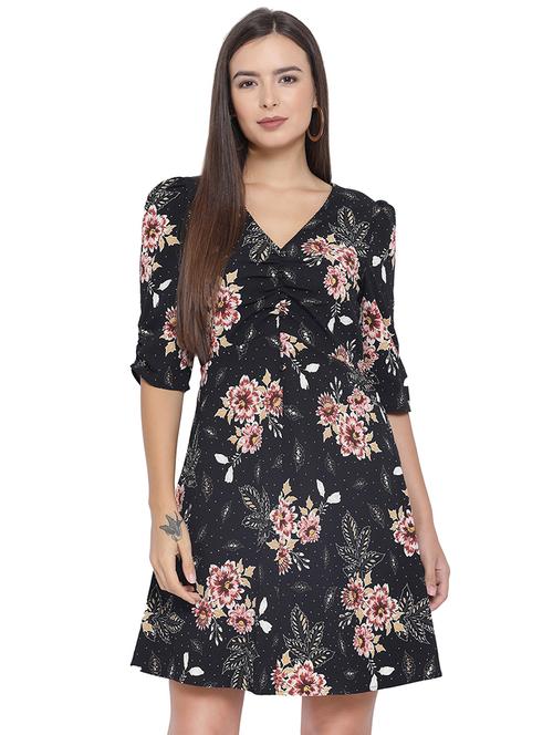 v-neck floral a-line dress - 16750817 - Standard Image - 1