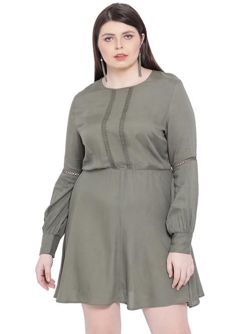 bishop sleeved lace detail a-line dress - 16750826 - Standard Image - 1