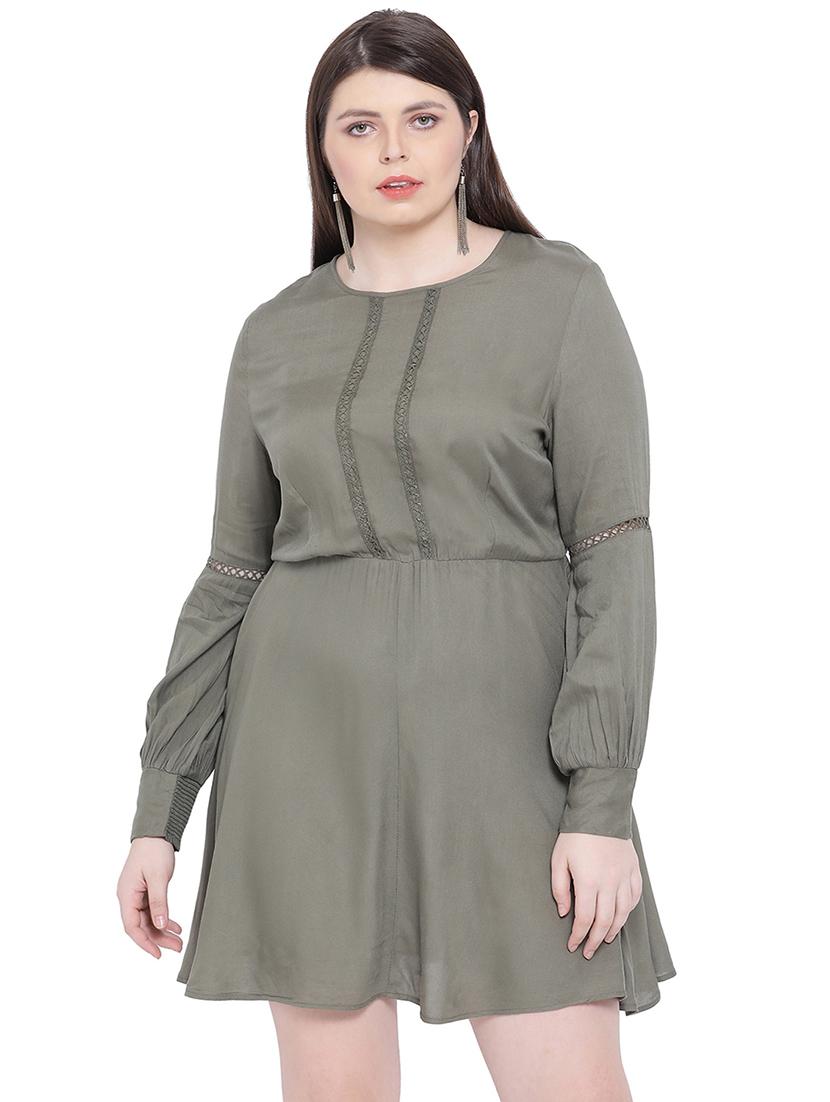bishop sleeved lace detail a-line dress - 16750826 - Zoom Image - 1