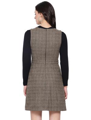 round neck checkered a-line dress - 16750828 - Standard Image - 3