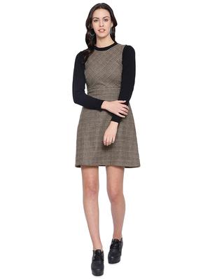 round neck checkered a-line dress - 16750828 - Standard Image - 4