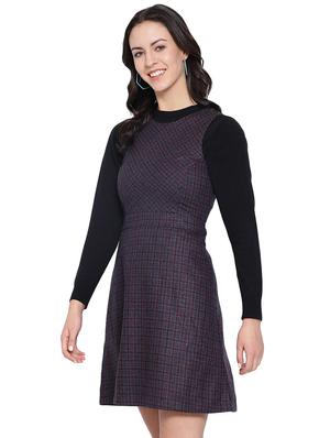 round neck checkered a-line dress - 16750829 - Standard Image - 2