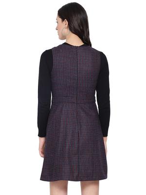 round neck checkered a-line dress - 16750829 - Standard Image - 3