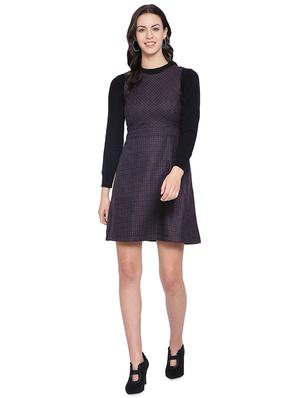 round neck checkered a-line dress - 16750829 - Standard Image - 4