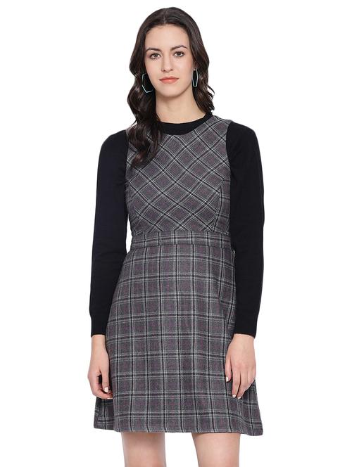 round neck checkered a-line dress - 16750830 - Standard Image - 1