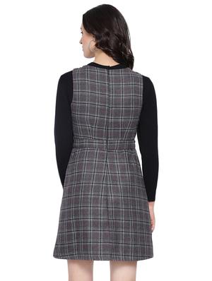 round neck checkered a-line dress - 16750830 - Standard Image - 3