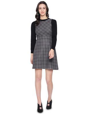 round neck checkered a-line dress - 16750830 - Standard Image - 4