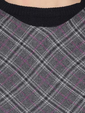 round neck checkered a-line dress - 16750830 - Standard Image - 5