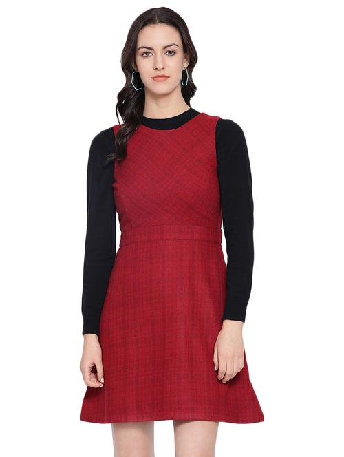 round neck checkered a-line dress - 16750831 - Standard Image - 1